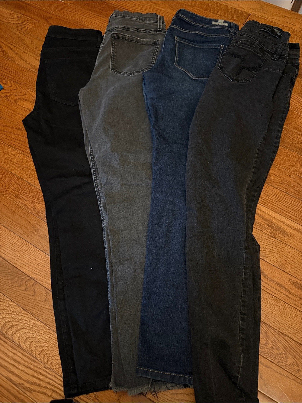 Bundle of 4 Women's Skinny Jeans - Black, Charcoal, Dark Blue, Faded Black